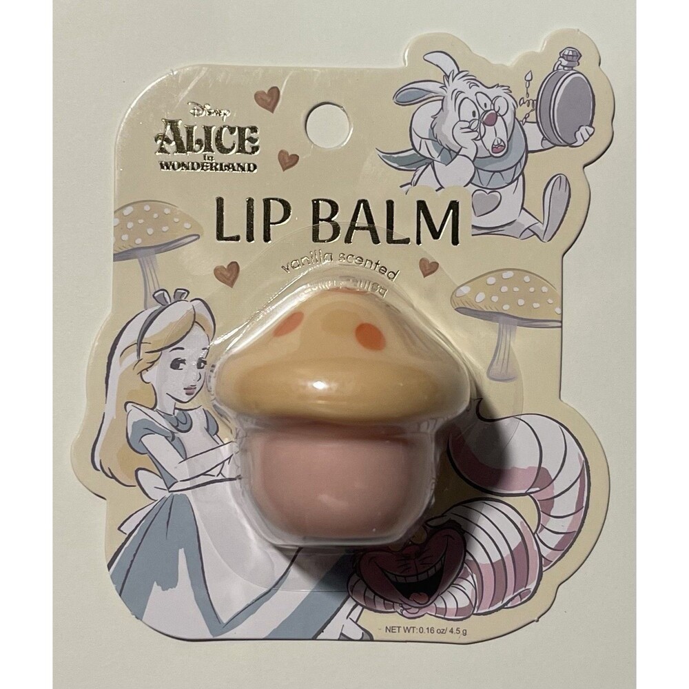 Rare Alice in Wonderland Mushroom Lip Balm Vanilla Scented Disney Enchante NEW